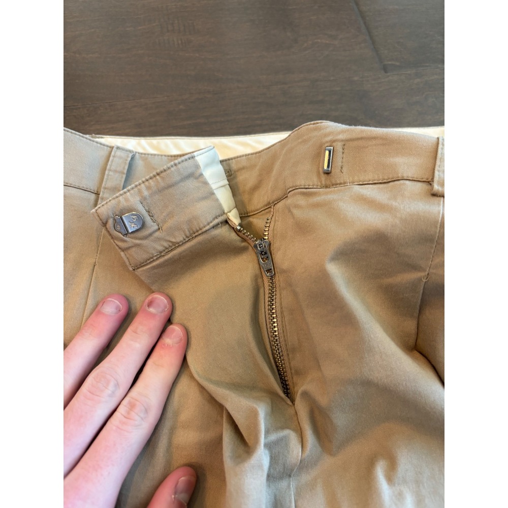 Vince Khaki Tan Pleated Cotton Blend Chino Trousers Pants Size 10 Made in USA - Picture 6 of 9